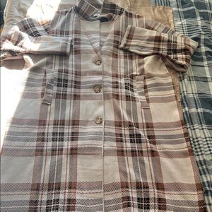 Plaid Button-Up Sweater Jacket